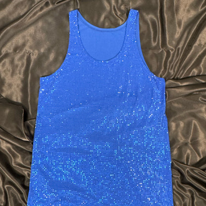 Sapphire Crystals on Navy Fabric Tank Top