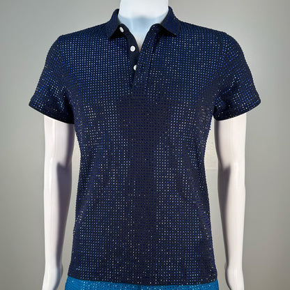 Sapphire Crystals on Navy Fabric Polo