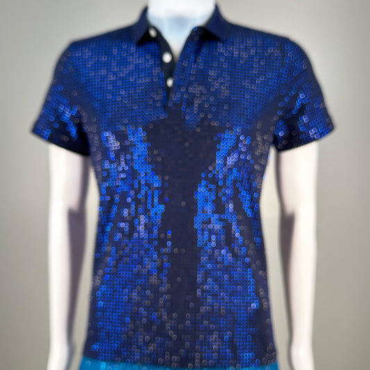 Sapphire Crystals on Navy Fabric Polo