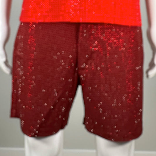 Siam Crystals on Dark Red Fabric Shorts