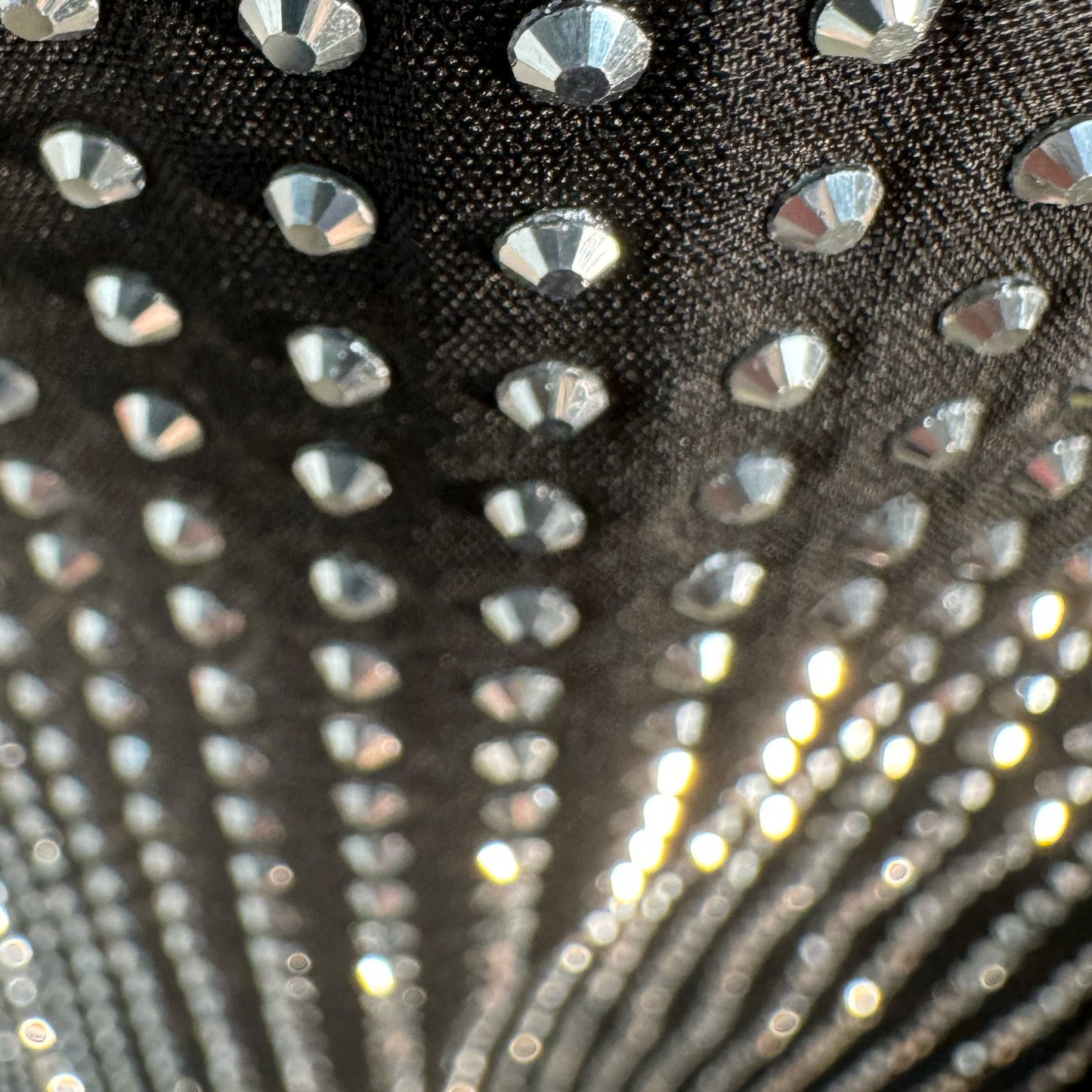 Silver Crystal Rhinestone Short Sleeve Dress Shirt on Black Fabric – Handmade, Sophisticated