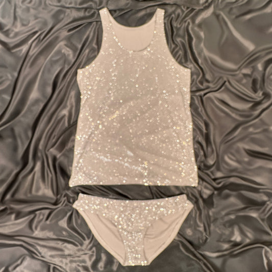 Silver on Silver - Tank Top and Swim Briefs Bundle