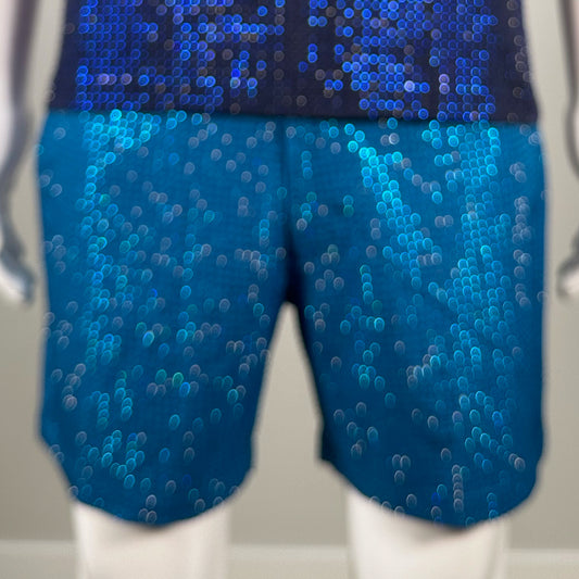 Sapphire Crystals on Navy Fabric Shorts