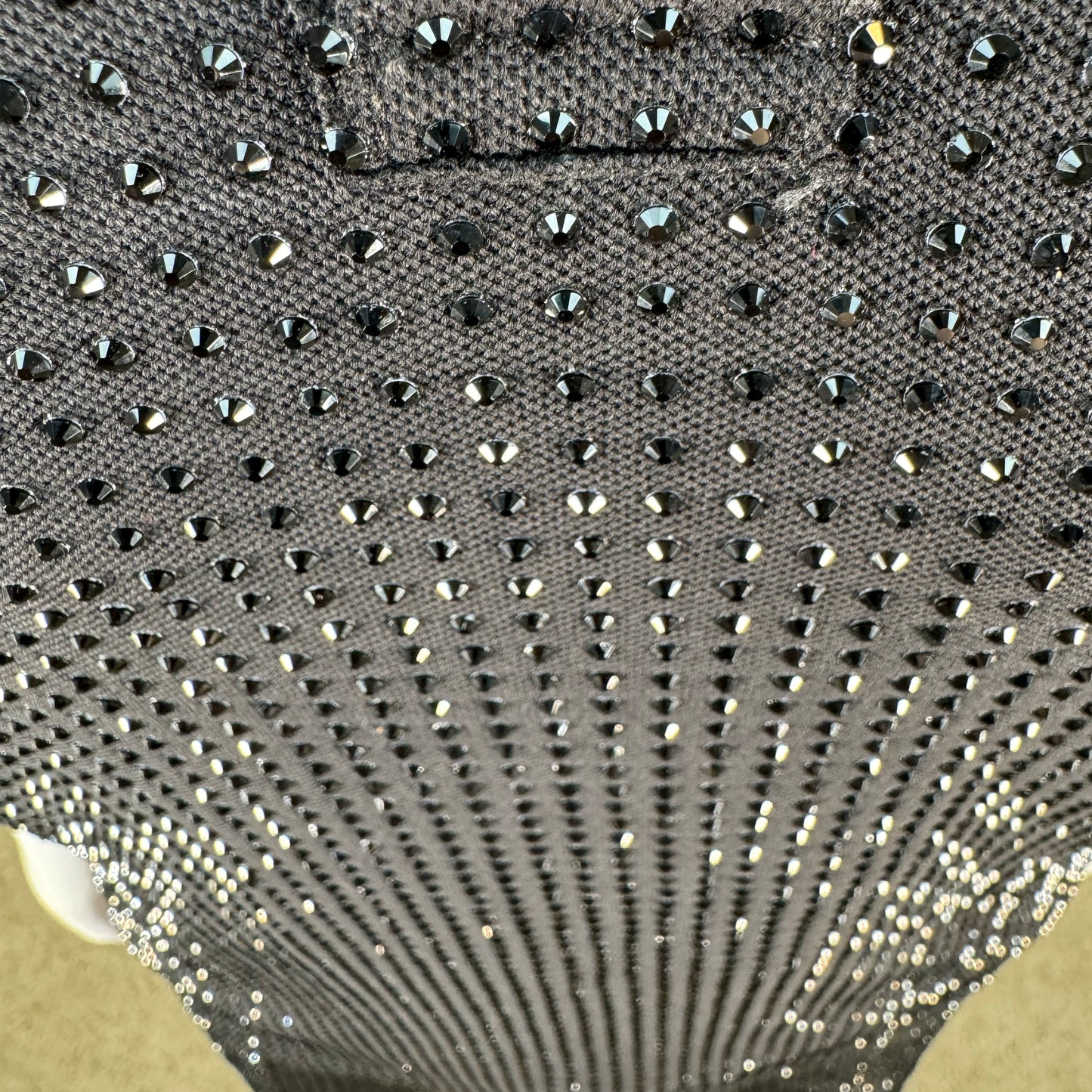 Jet Black Crystals on Black Fabric Polo
