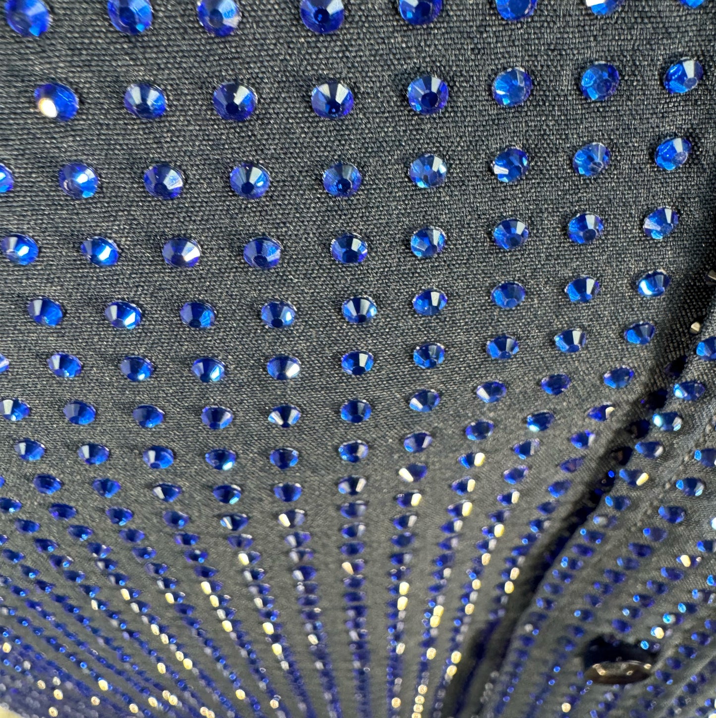 Sapphire Crystals on Navy Fabric Dress Shirt (Short Sleeves)