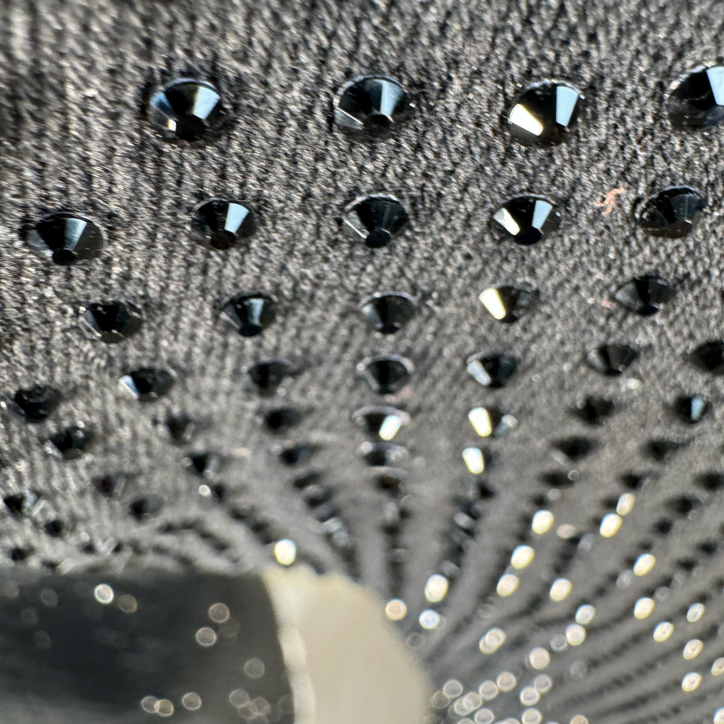 Jet Black Crystals on Black Fabric Jeans