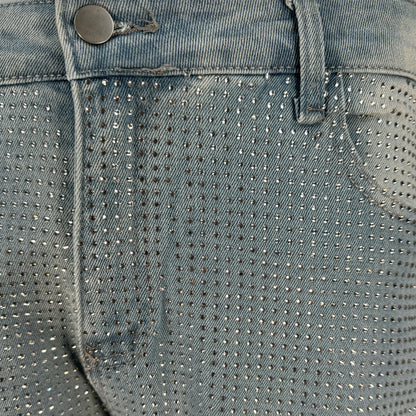 Clear Crystals on Lt. Blue Fabric Jeans